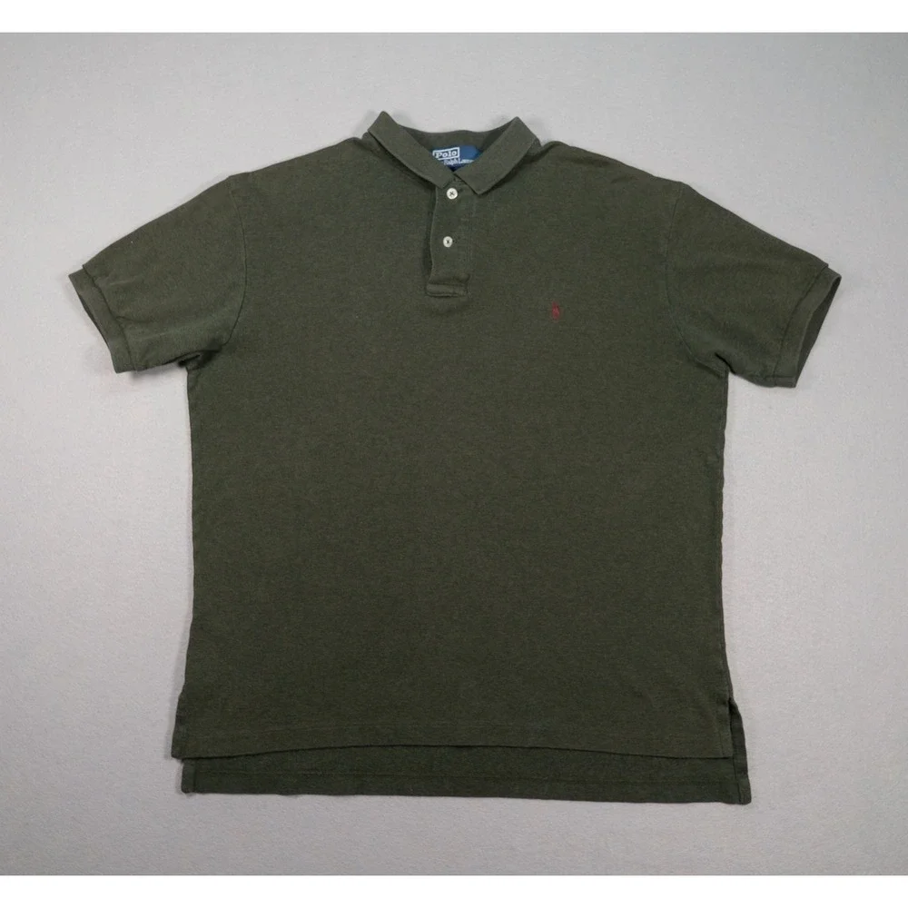 Polo Ralph Lauren Mens Medium Olive Green Heather Short Sleeve Polo Shirt USA